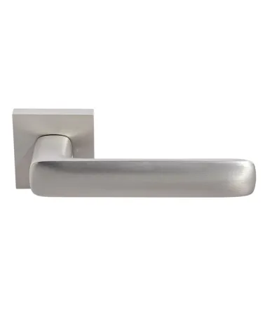 Manilla de puerta Écir de zamak con acabado níquel satinado