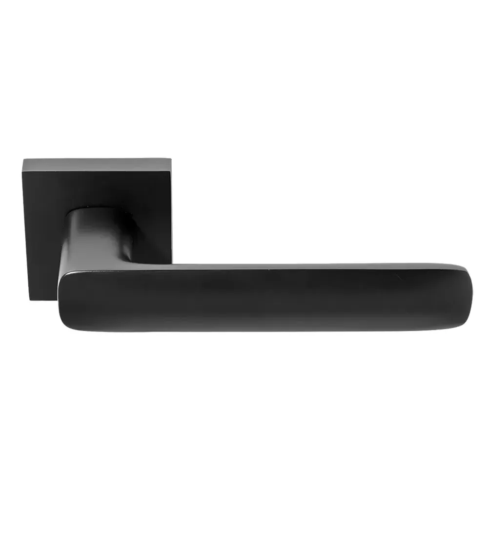 Manilla de puerta Écir de zamak con acabado negro