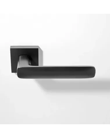 Manilla de puerta Écir de zamak con acabado negro