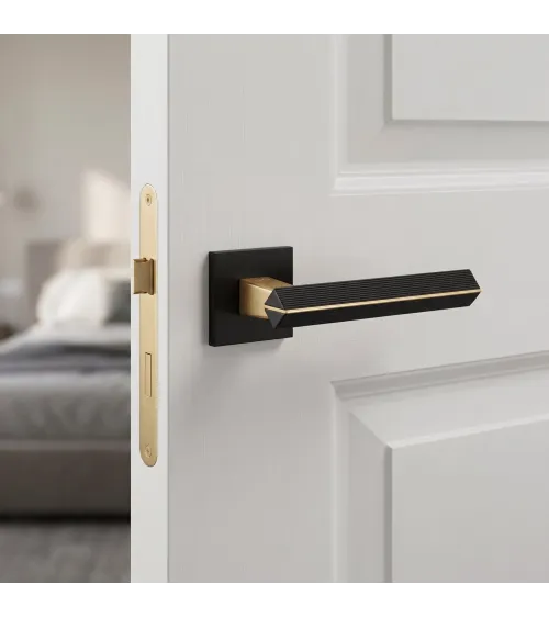 Palanca de puerta bicolor oro mate/negro CARRERA palanca de diseño