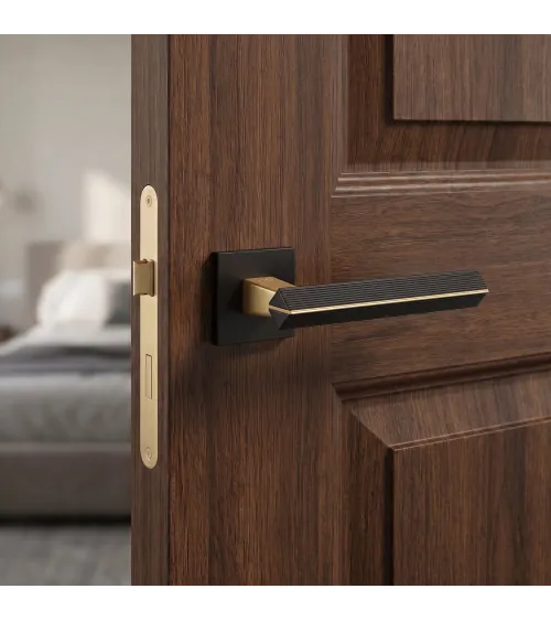 Palanca de puerta bicolor oro mate/negro CARRERA palanca de diseño