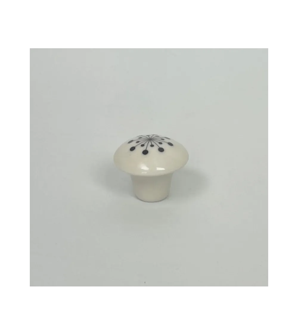 Pomo para mueble de porcelana Flor negro, tamaño S – Anne Black
