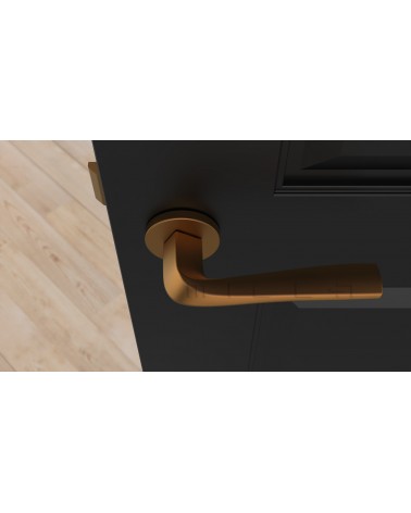 Tirador de puerta cobre DALIA tirador de diseño vista superior montada en una puerta