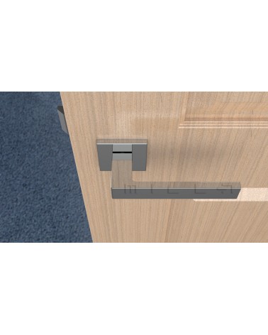 Manilla de puerta cromo pulido SULLA manilla de diseño vista superior montada en una puerta