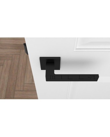 Manilla negra SULLA manilla de diseño vista superior montada en una puerta