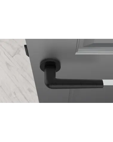 Tirador de puerta moderna FUNKIA tirador de diseño vista desde arriba montada en una puerta