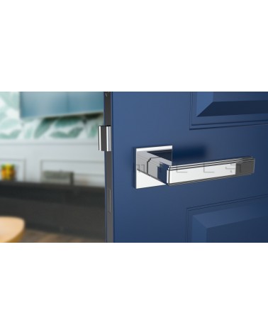 Tirador de puerta cromo pulido RAFLESIA tirador de diseño montado en una puerta