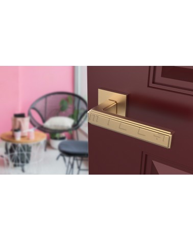 Tirador de puerta RAFLESIA tirador de diseño color 1 montada en una puerta entreabierta