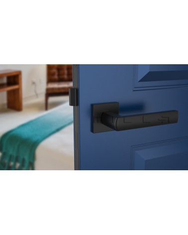 Tirador de puerta clásica HOSTA tirador design vista de frente montada en una puerta