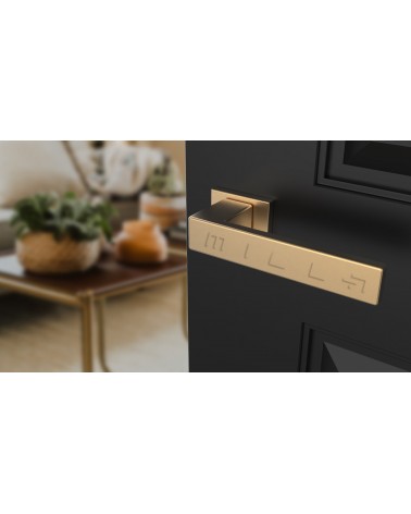 Manilla moderna PINA manilla design vista superior inclinada montada en una puerta