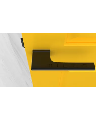 Tirador de puerta futurista LUPINA tirador de diseño vista desde arriba montada en una puerta