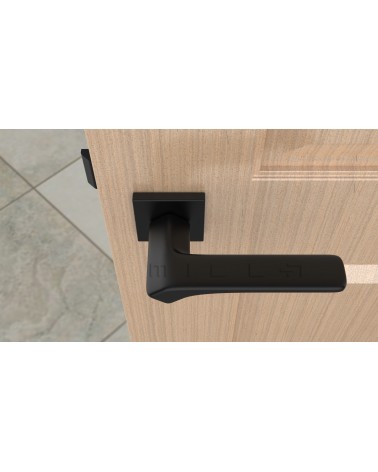 Tirador de puerta Contemporánea BERGERIA tirador design vista superior montada en una puerta