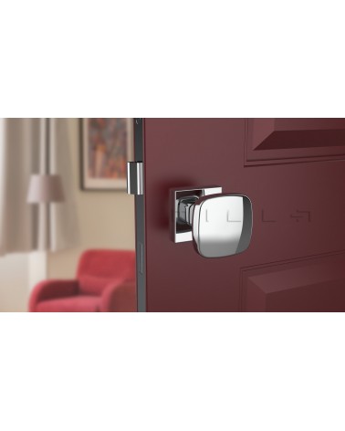 Pomo de puerta Cromo pulido KIAMA cuadrado - tirador de diseño