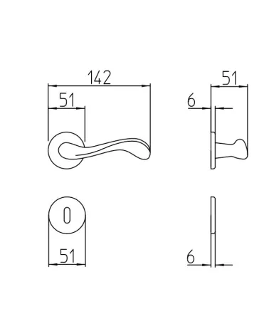 Manilla de puerta Mandelli Ande con dimensiones