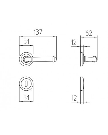 Manilla de puerta Mandelli Hartu con dimensiones