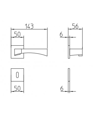 Manilla de puerta Mandelli Life con dimensiones