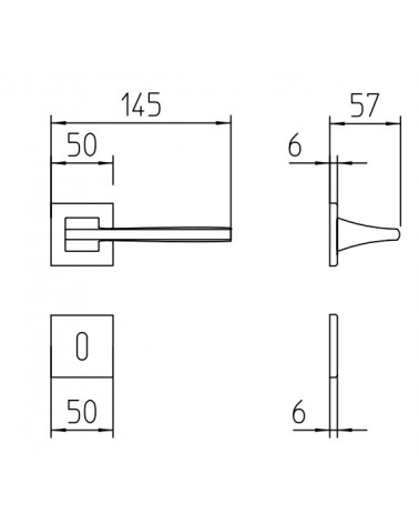 Manilla de puerta Mandelli Link con dimensiones