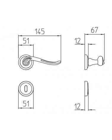Manecilla de puerta Mandelli Lord con dimensiones
