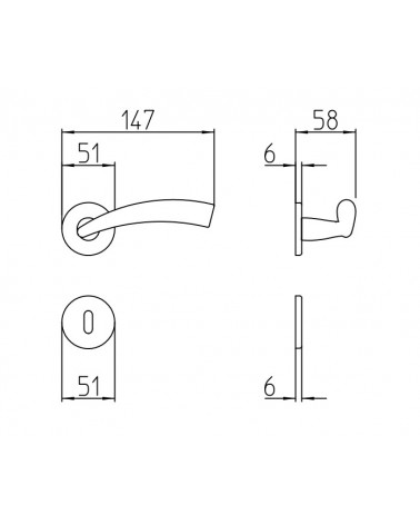 Manilla de puerta Mandelli Nadir con dimensiones