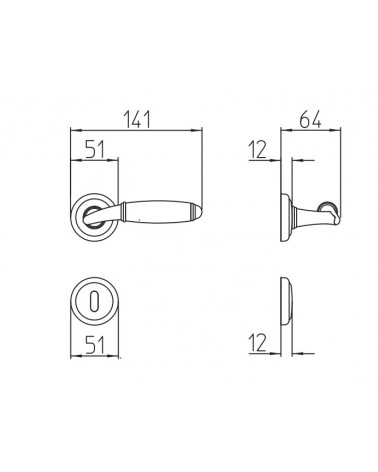 Tirador de puerta Mandelli Paros con dimensiones