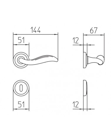 Tirador de puerta Mandelli Plisse con dimensiones