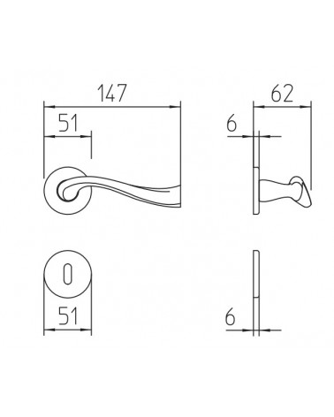 Tirador de puerta Mandelli River con dimensiones