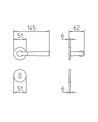 Tirador de puerta Mandelli Start con dimensiones