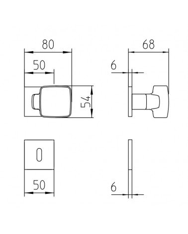 Pomo de puerta Mandelli Carrè con dimensiones