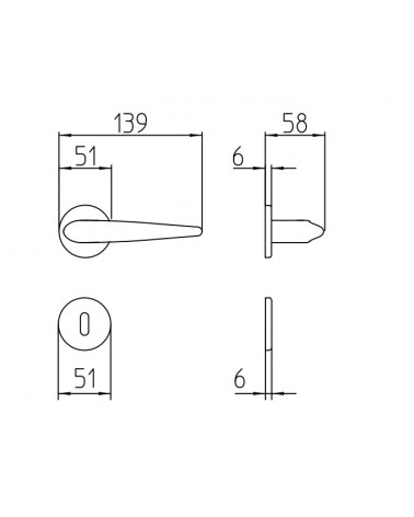 Maneta de puerta Mandelli Zoe con dimensiones