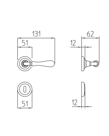Maneta de puerta Mandelli Gou con dimensiones