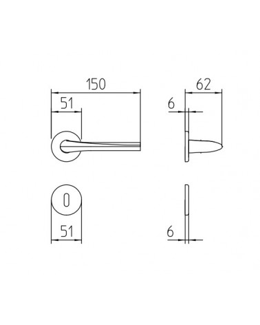 Maneta de puerta Mandelli Filo con dimensiones