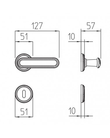 Manilla de puerta Mandelli Coco con dimensiones