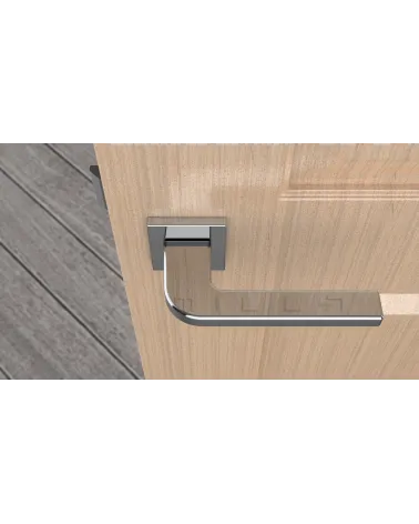 Tirador de puerta estilo moderno ISMENA tirador de diseño color 4 vista superior montada en una puerta