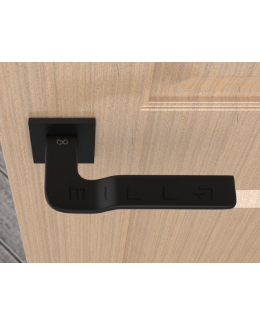 Palanca de puerta futurista LINE BALI diseño de palanca vista desde arriba montada en una puerta 3