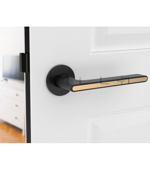Manija de puerta bicolor cromo cepillado negro Ferrara redonda - diseño