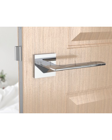 Manilla de puerta line GIULIA manilla de diseño color 1 vista frontal montada en una puerta
