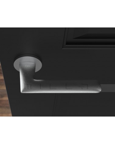 Maneta de puerta de zamak Line GIULIA diseño color 2 vista superior montada en una puerta