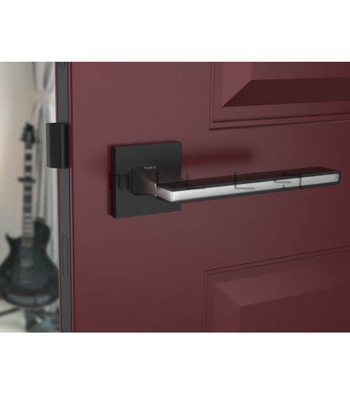 Tirador de puerta moderna negra NICOLA cuadrada en zamak - tirador de diseño