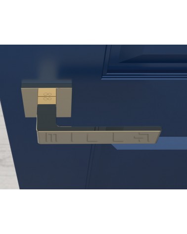 Manija de puerta oro pulido Apollo manija design vista desde arriba montada en una puerta