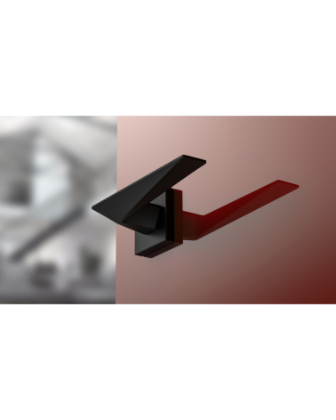 Tirador de puerta moderno Blade tirador de diseño visto desde abajo montado en una puerta
