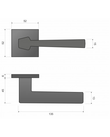 Manija de puerta moderna DIAMANT con dimensiones