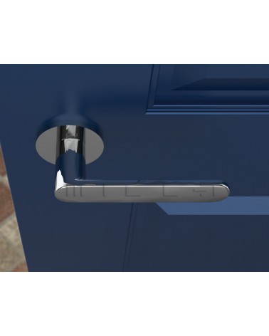 Tirador de puerta clásico Line Vénus tirador de diseño vista desde arriba montado en una puerta