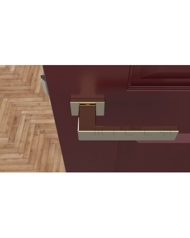 Tirador de puerta sobre placa rectangular PINA tirador de diseño color 3 vista superior montado en una puerta