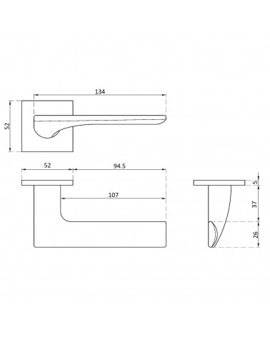 Tirador de puerta moderna IRIS con dimensiones