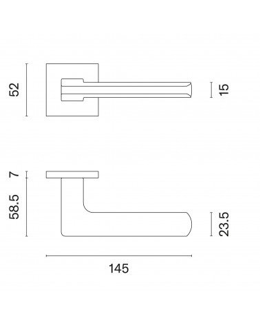 Maneral de puerta material zamak YUKA con dimensiones