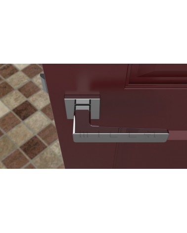 Manivela de puerta de zamak ERICA ferretería diseño color 1 vista desde arriba montada en una puerta