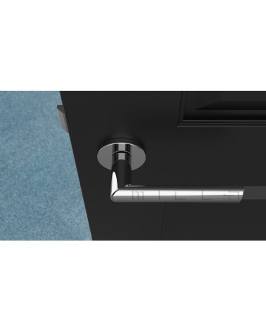 Manivela de puerta en zamak SILENA manivela de diseño vista superior montada en una puerta