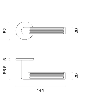 Manija de puerta en zamak LOBELLIA con dimensiones