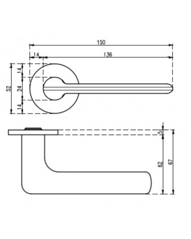 Manija de puerta sobre placa redonda VIOLA con dimensiones