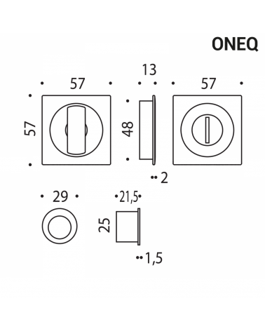 Palanca para puerta corredera Moon One con dimensiones